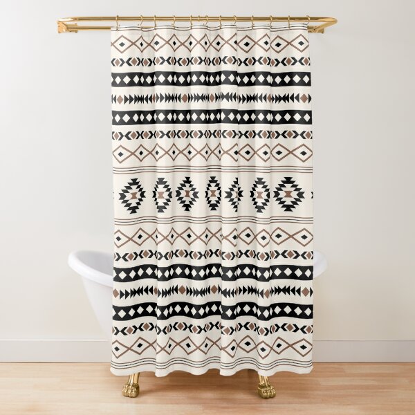 Aztec White on Black Mixed Motifs Pattern Bath Towel Set