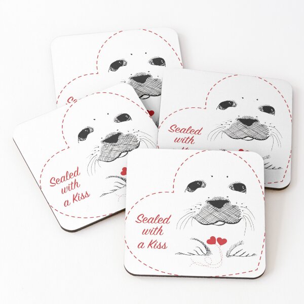 Item preview, Cute face of a baby harp seal surrounded by The words Sealed with a Kiss makes it a perfect gift for that someone special in your life. designed and sold by dfavrefelix.