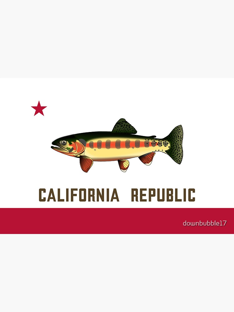 Imagen 3 de 3, Pegatina con la obra Bandera del estado de la trucha dorada de California, diseñada y vendida por downbubble17.