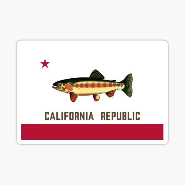 Vista previa del artículo con la obra «Bandera del estado de la trucha dorada de California», diseñado y vendido por downbubble17.