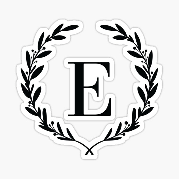 letter-e-laurel-wreath-monogram-e-initial-e-laurel-frame-with