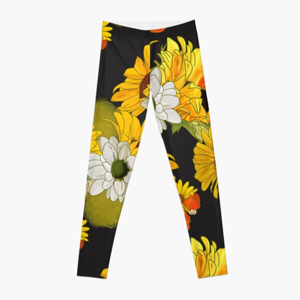 Sunflowers in May Floral Bouquet Leggings