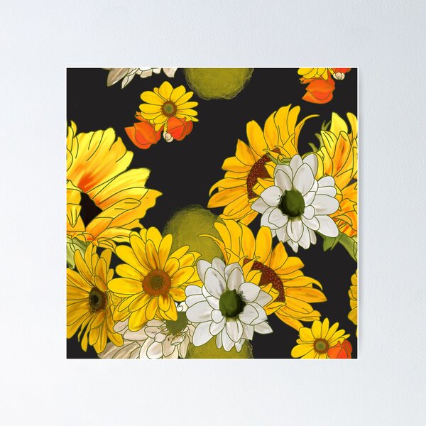 Sunflowers in May Floral Bouquet Poster
