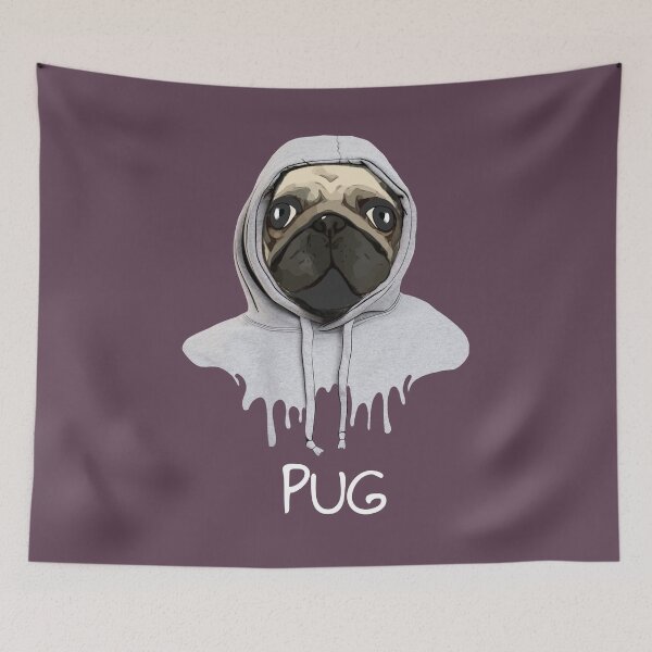 Item preview, Pug, pug face and hooded sweatshirt, pug lovers designed and sold by Collagedream.