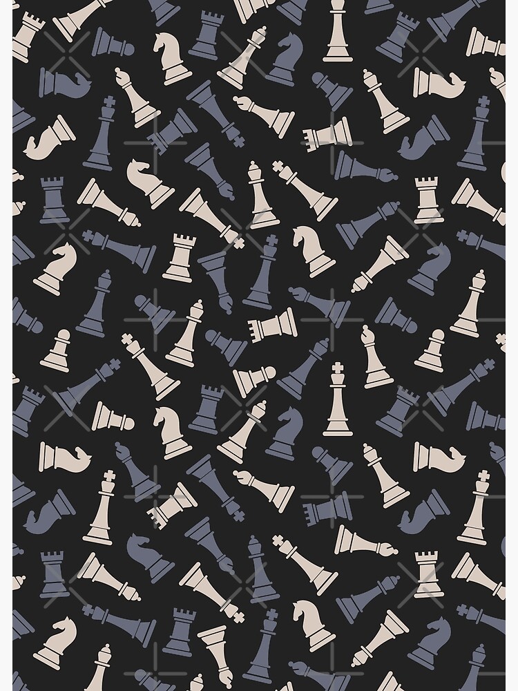 "Chess Pieces Pattern Board Game Black and White Grand Master" Poster