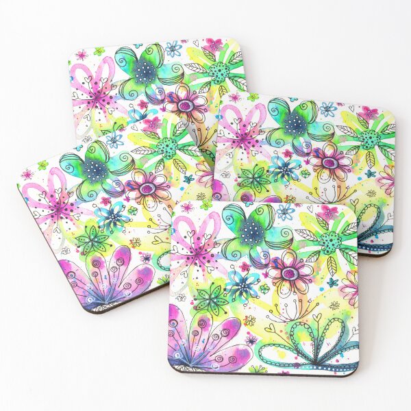 Item preview, Psychedelic Watercolour Florals Print  designed and sold by Rachael Brearton.