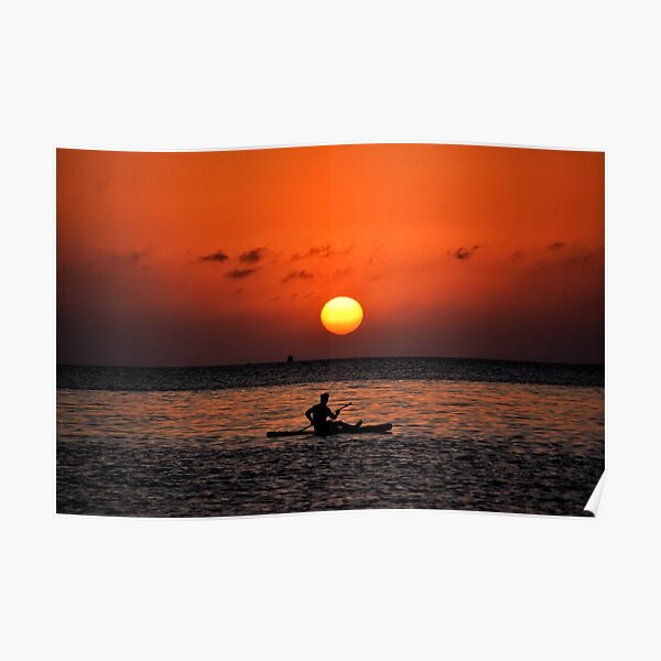 Canoeist at Sunset in Ibiza  Poster