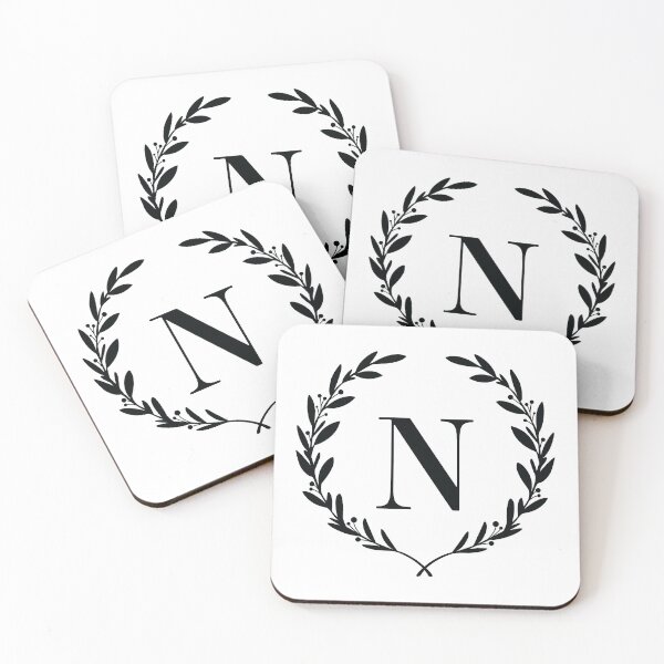 Item preview, Letter N, Laurel wreath monogram N, Initial N, Laurel frame with letter N designed and sold by KateBilous.