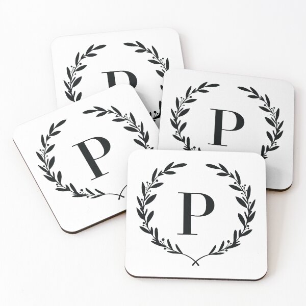 Item preview, Letter P, Laurel wreath monogram P, Initial P, Laurel frame with letter P designed and sold by KateBilous.
