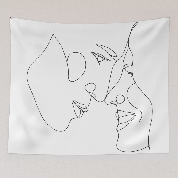 Item preview, One Line Art Couple. Men and woman. Love poster. 2 faces.Couple print, Kiss print. Scandinavian, Nordic, Trendy print, Styled, Scandinavian art, Modern art, Print, Minimalistic, Modern Poste    designed and sold by Nina Velychko.