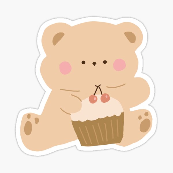 cute korean inspired bear cupcake sticker sticker by peachlife redbubble