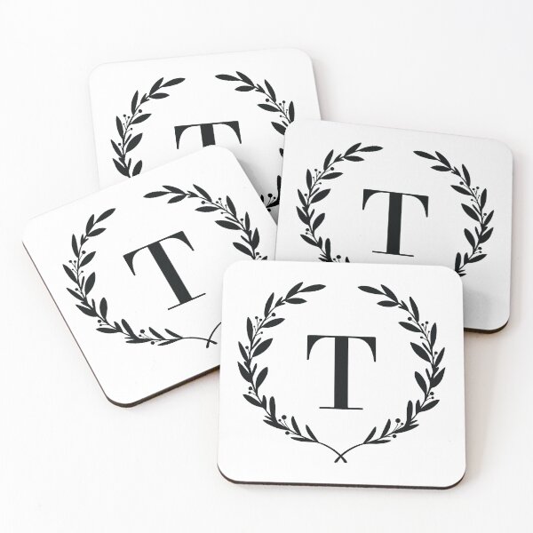 Item preview, Letter T, Laurel wreath monogram T, Initial T, Laurel frame with letter T designed and sold by KateBilous.