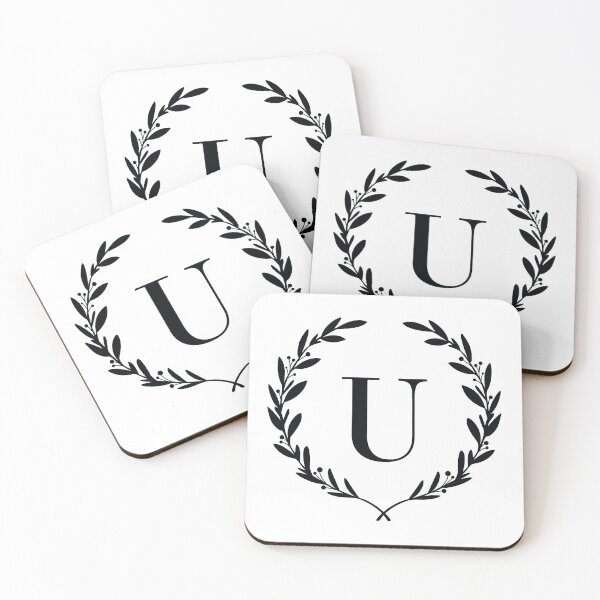 Item preview, Letter U, Laurel wreath monogram U, Initial U, Laurel frame with letter U designed and sold by KateBilous.