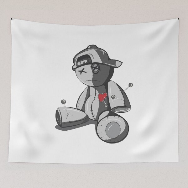 Item preview, Emotionally Tired Greyscale Teddy Bear With A Broken Heart - White designed and sold by crazycollective.