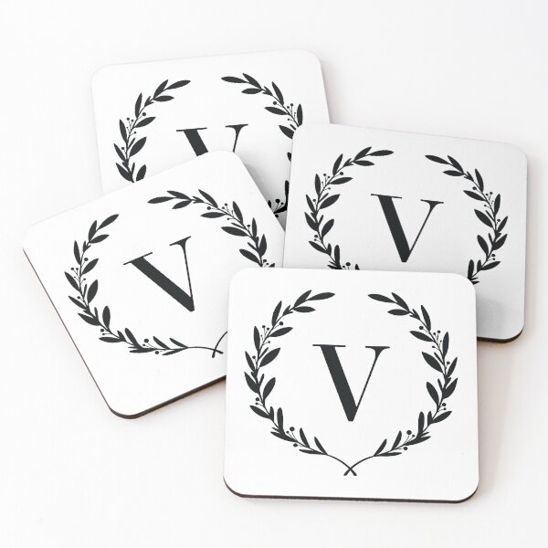 Item preview, Letter V, Laurel wreath monogram V, Initial V, Laurel frame with letter V designed and sold by KateBilous.