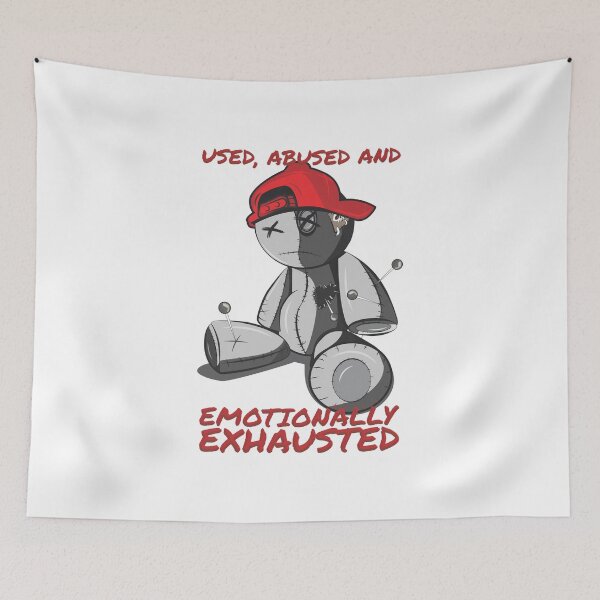 Item preview, Emotionally Exhausted Puppet in Red Cap Hurt - White designed and sold by crazycollective.
