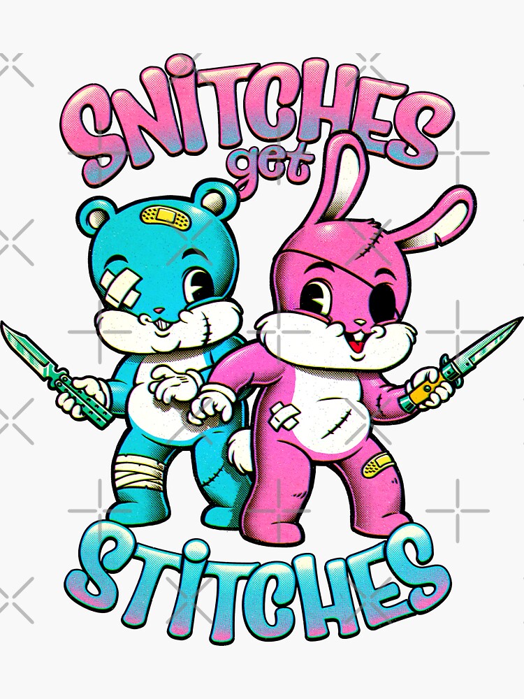 "Snitches get Stitches Cute Cartoon" Sticker for Sale by andremuller