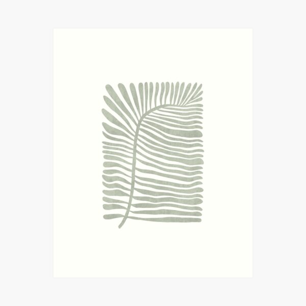 Palm Leaf Print Minimalist Green Sage Green Aesthetic Print Wall