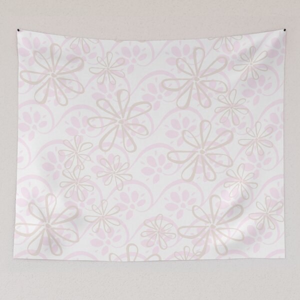 Item preview, Pink And Cream Retro Flowers designed and sold by loveoceanair.