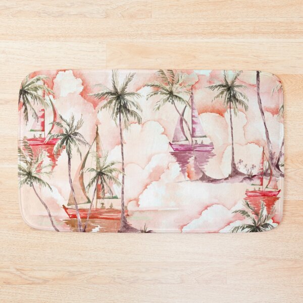 Item preview, Seamless watercolor coconut tree and sailboat pattern  designed and sold by TAMBUGH.