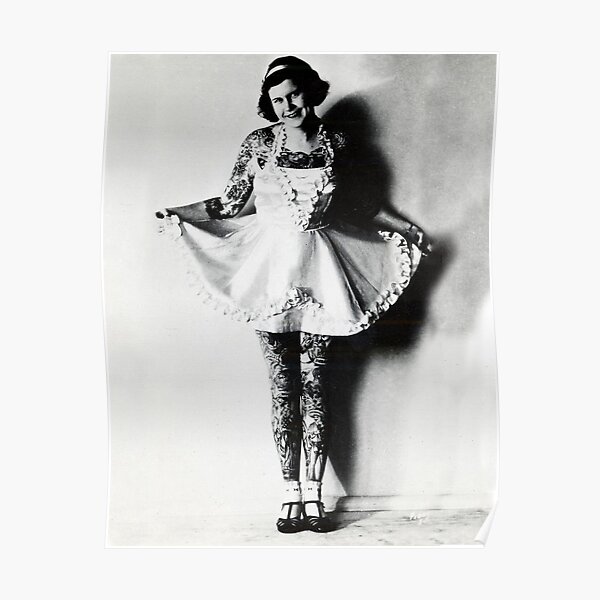 Vintage Tattoo art on body - retro female Poster