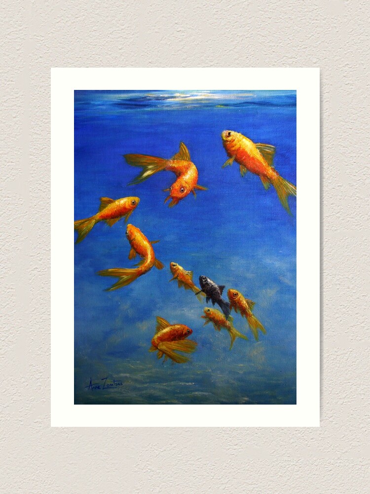 Thumbnail 2 of 3, Art Print, Feng Shui Fish (for luck and wealth) designed and sold by Anne Zoutsos.