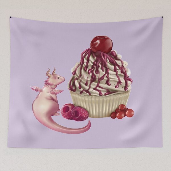 Item preview, Cute pink dragon with tasty cherry cupcake designed and sold by Gamical.