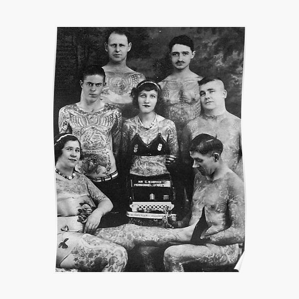 Vintage Tattoo art on body - Extreme Tattoo Poster