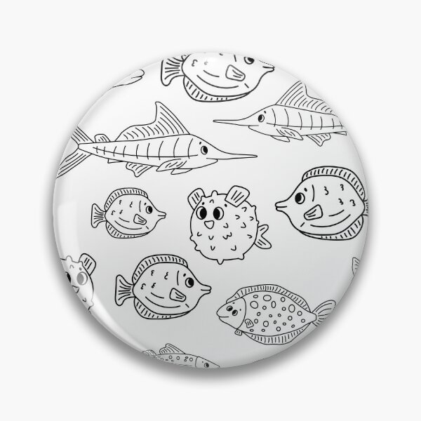 Item preview, Black white Seamless fish Doodle pattern designed and sold by essskina.