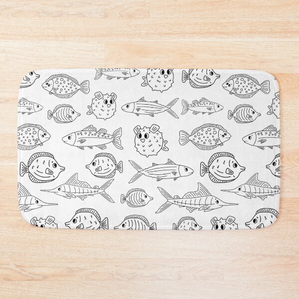 Item preview, Black white Seamless fish Doodle pattern designed and sold by essskina.