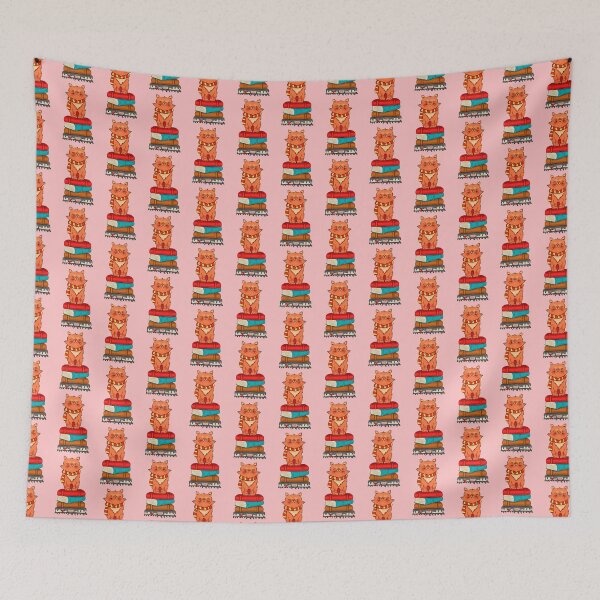 Item preview, cat with scarf over books,magical cat designed and sold by FRKI-DIDI.