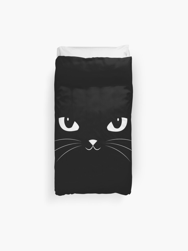 Cute Black Cat Duvet Cover By Badbugs Redbubble