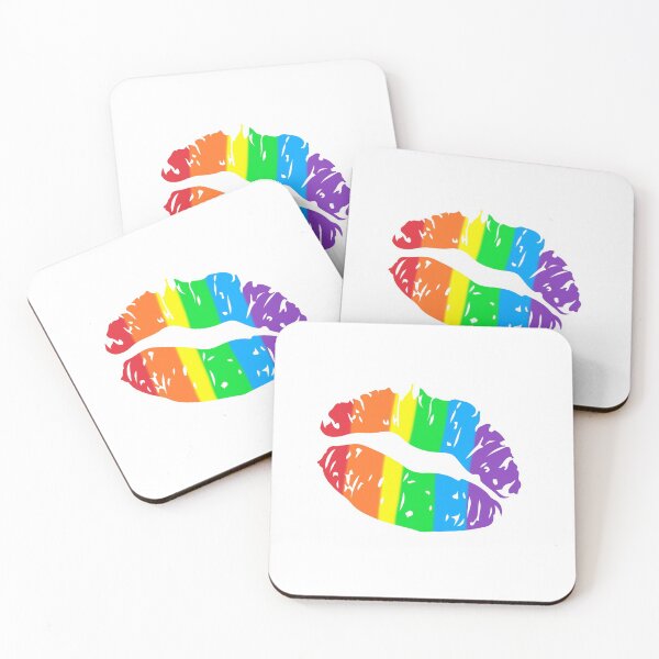 Artikelvorschau, Regenbogen geteilte Lippen Aufkleber entworfen und verkauft von kittycrafts.