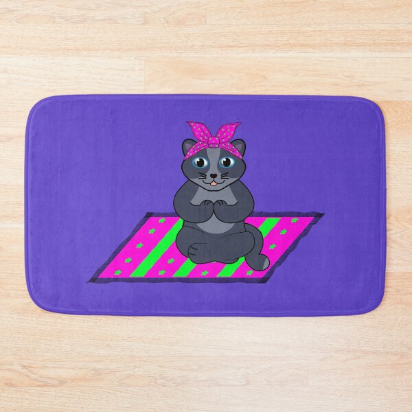 Item preview, Cat in lotus position - kitten in bandana on yoga mat designed and sold by catnbloom.