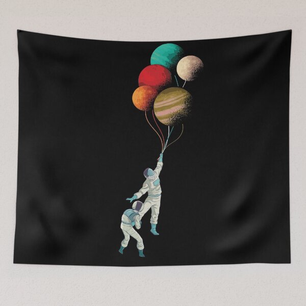 Item preview, Astronauts Flying Away With Planet Balloons designed and sold by artado.