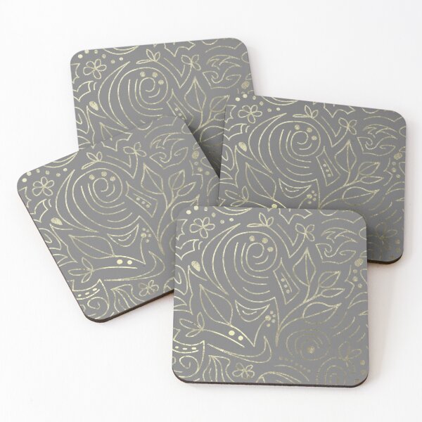 Item preview, Opulent gold and gray floral repeat pattern in golden tones.  Caroline Laursen original designed and sold by Caroline Laursen.