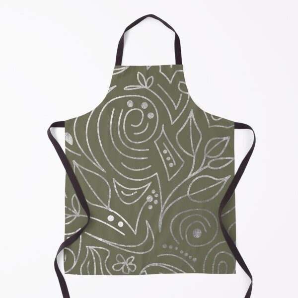 Item preview, Opulent silver and khaki green floral repeat pattern in silvery tones. Caroline Laursen original designed and sold by Caroline Laursen.