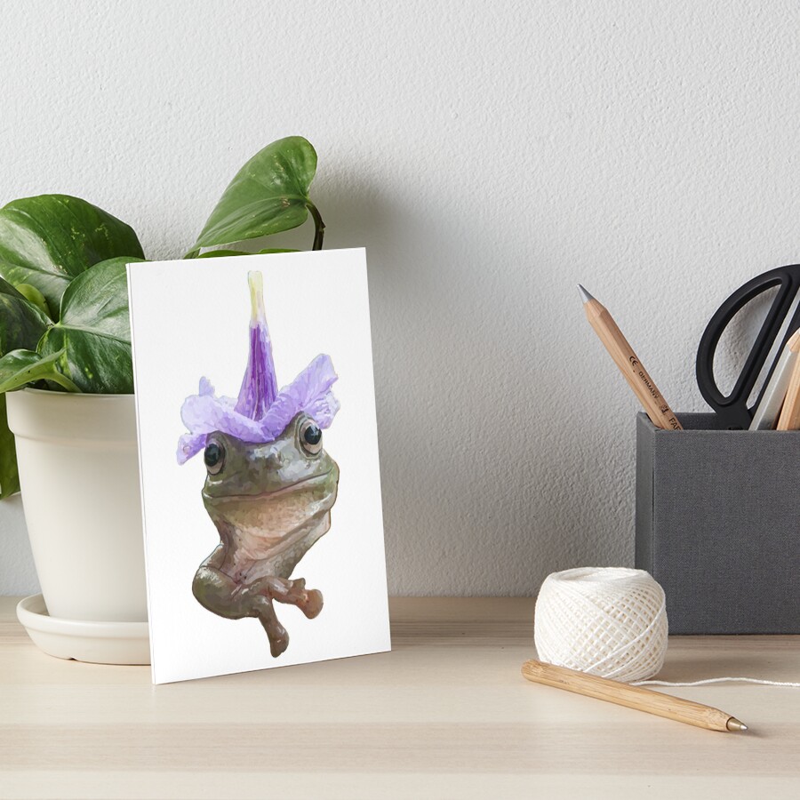 Flower Hat Frogs With Tiny Hats Large Purple Flower Frog Art Board