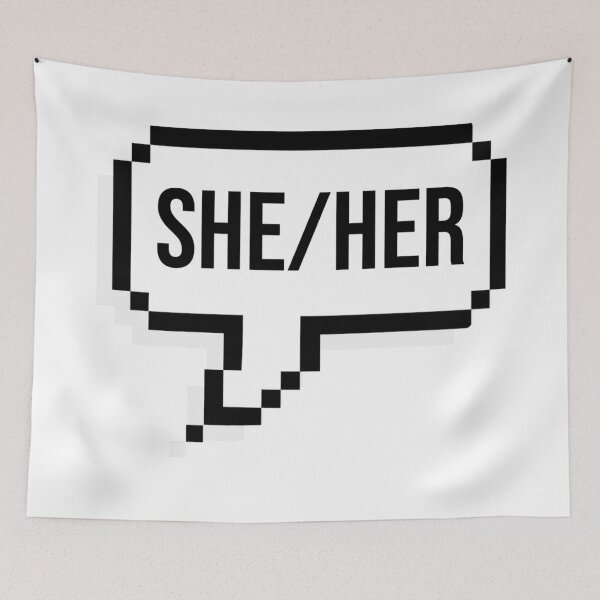 Item preview, she/her pronouns speech bubble designed and sold by nochillaly.