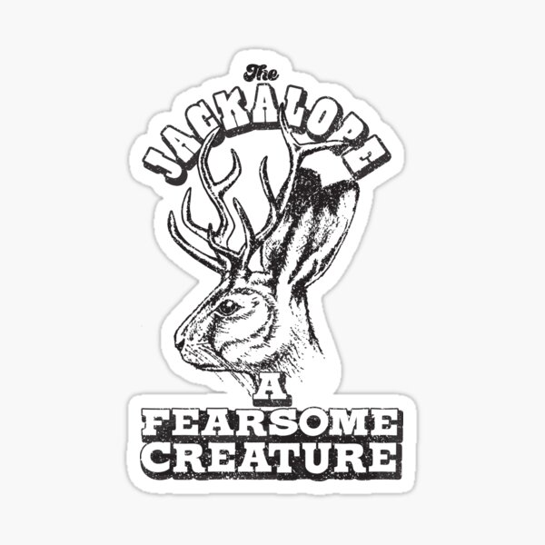 The Jackalope a Fearsome Creature Funny Hunting Jackrabbit, rabbit, Vintage retro Sticker