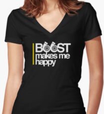 Boost Makes Me Happy Women's Fitted V-Neck T-Shirt