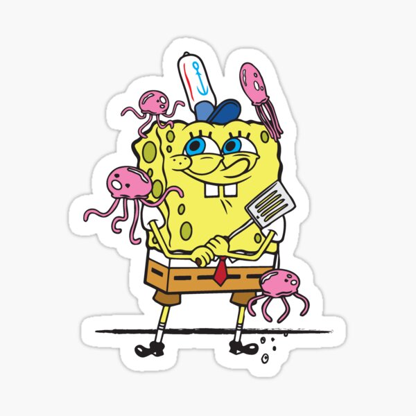 Pegatina «Bob Esponja con medusas» de trashtaste | Redbubble