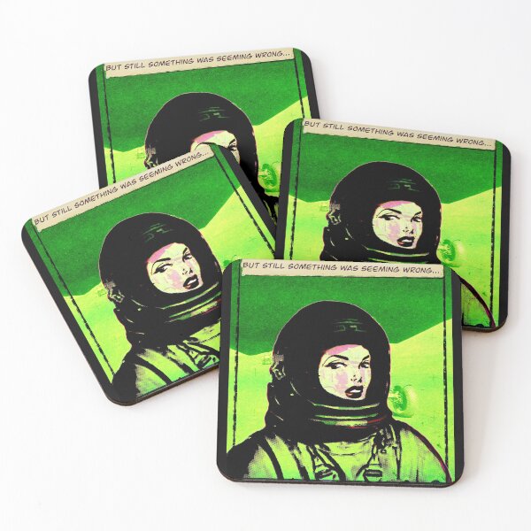 Item preview, Cosmic Comic Girl | Green  Astronaut | vintage aesthetics designed and sold by spinolator.