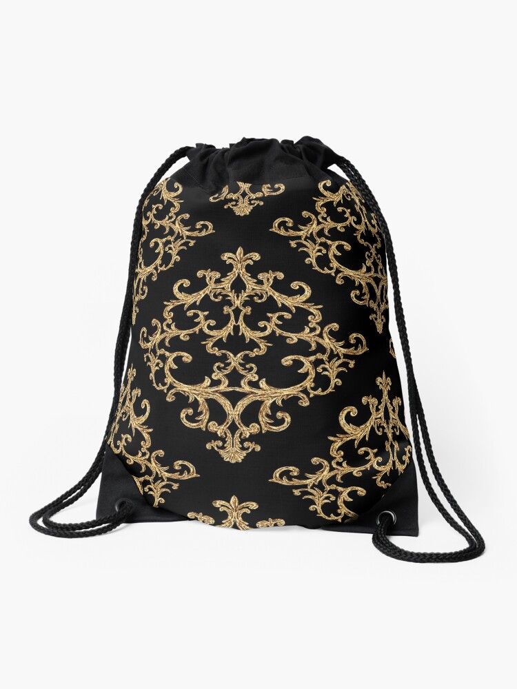 Drawstring Backpack - Black/Gold