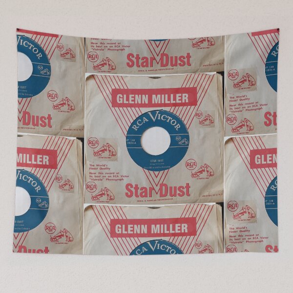 Item preview, 4 dog, multi dogs,   Star Dust,Title on sleeve, Trombone,  Big Band, Swing, 45, record, company sleeve, dog, jazz, WWII designed and sold by Vintaged.