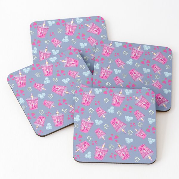 Item preview, Cute Kawaii Strawberry juice pattern designed and sold by dreamofdenim.