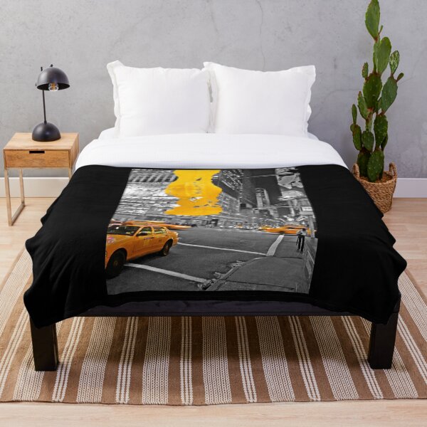 Aperçu de l'œuvre Taxis jaunes de New York - La nuit - Coup de pinceau créée et vendue par Hell-Prints.