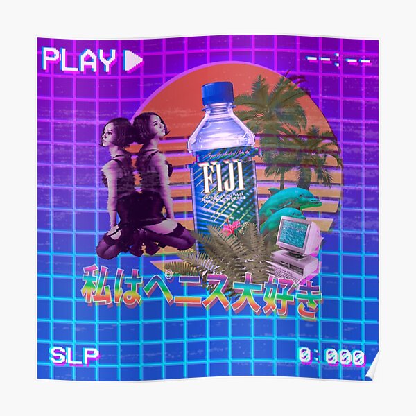 Vaporwave Fiji Bottle Poster