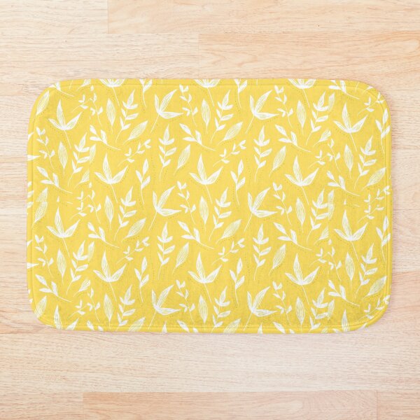 Item preview, Patrón de hojas blanco y negro con amarillo mostaza designed and sold by Little Lady.