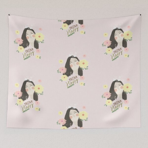 Item preview, Think Happy Thought | Girl with Flowers | Flower Girls | Happy Flowers girl designed and sold by Manoondaly.